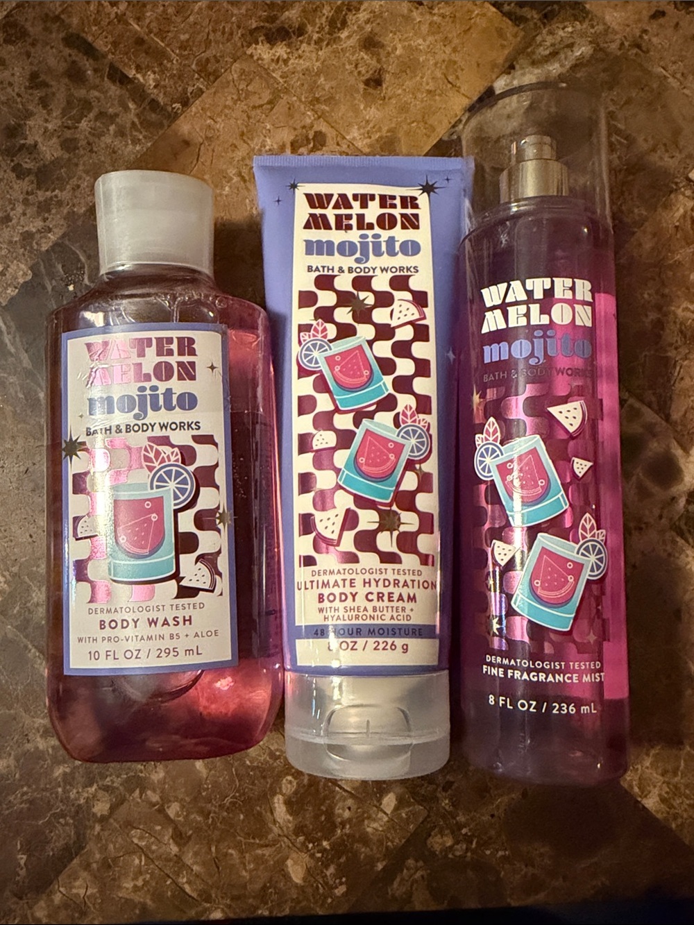 Bath & Body Works Watermelon Mojito Body Wash, Cream & Mist - NWT
